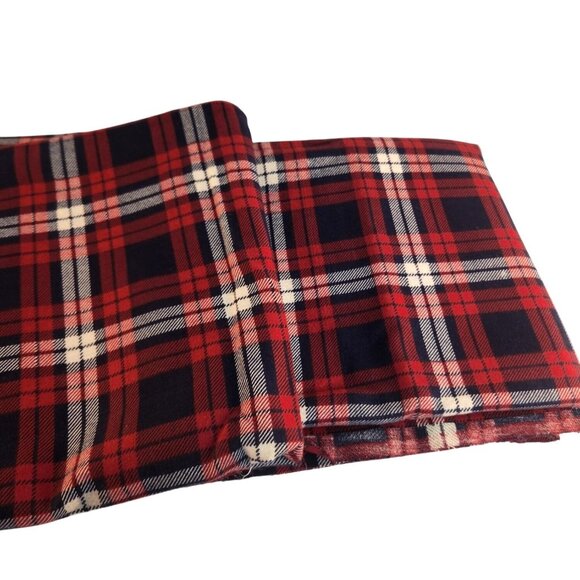Red Navy White Plaid Flannel Fabric Lot Medium-Weight Sewing Material 1 Yard & 2 - Picture 1 of 8